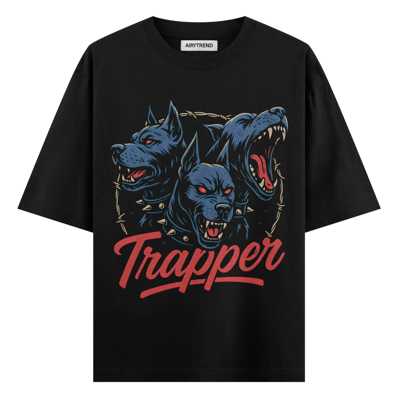 Trapper Three-Headed Dog Oversized T-Shirt | Fierce Street Style | AiryTrend