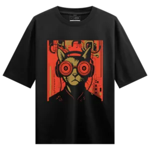Cyber DJ Cat T-Shirt – Futuristic Feline Vibes | AiryTrend