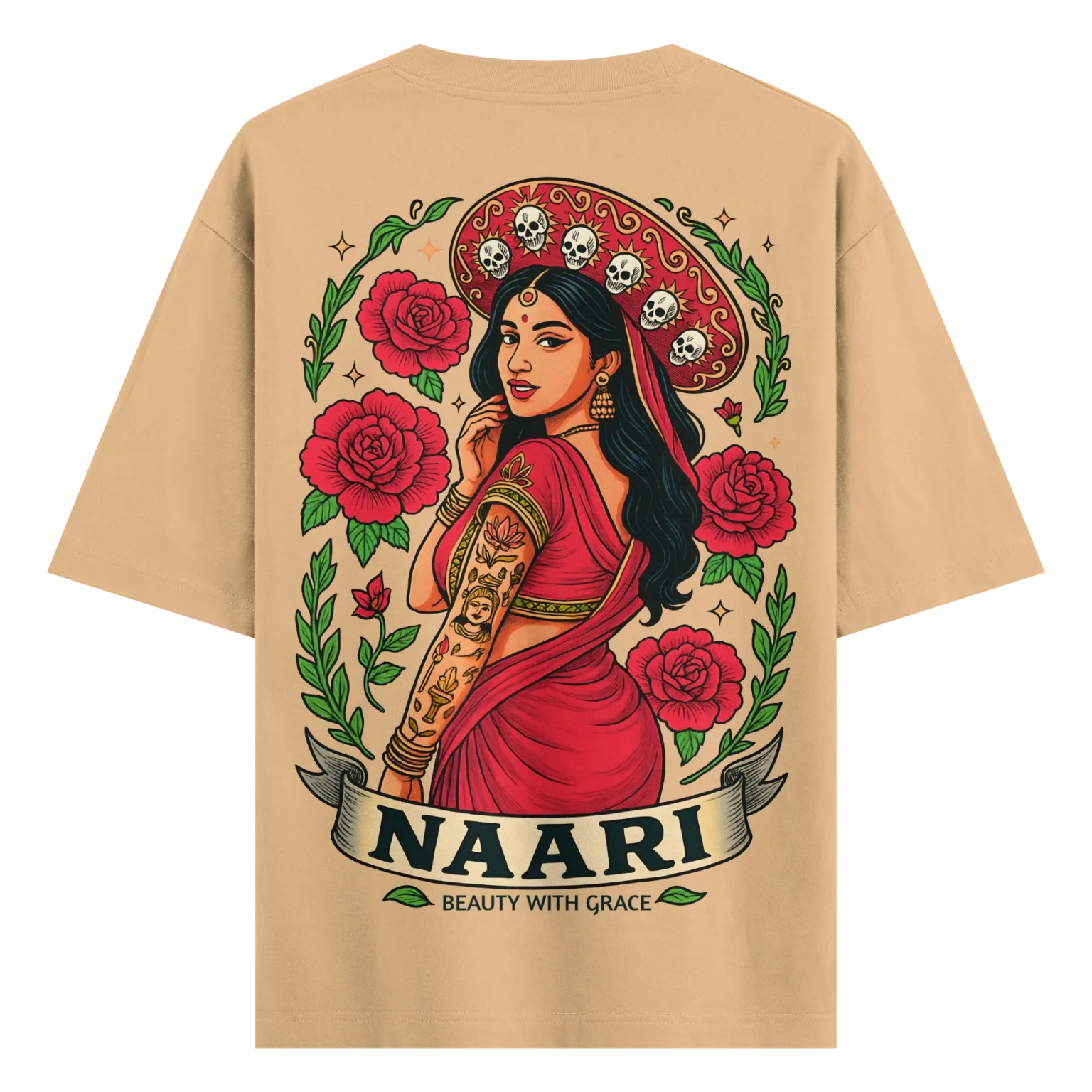 Naari Graphic T-Shirt – Bold Indian Woman Tattoo Art Tee