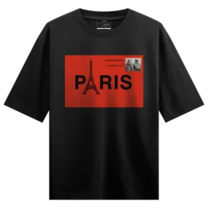 Paris Streetwear T-Shirt – Bold Red Graphic with Eiffel Tower Design
