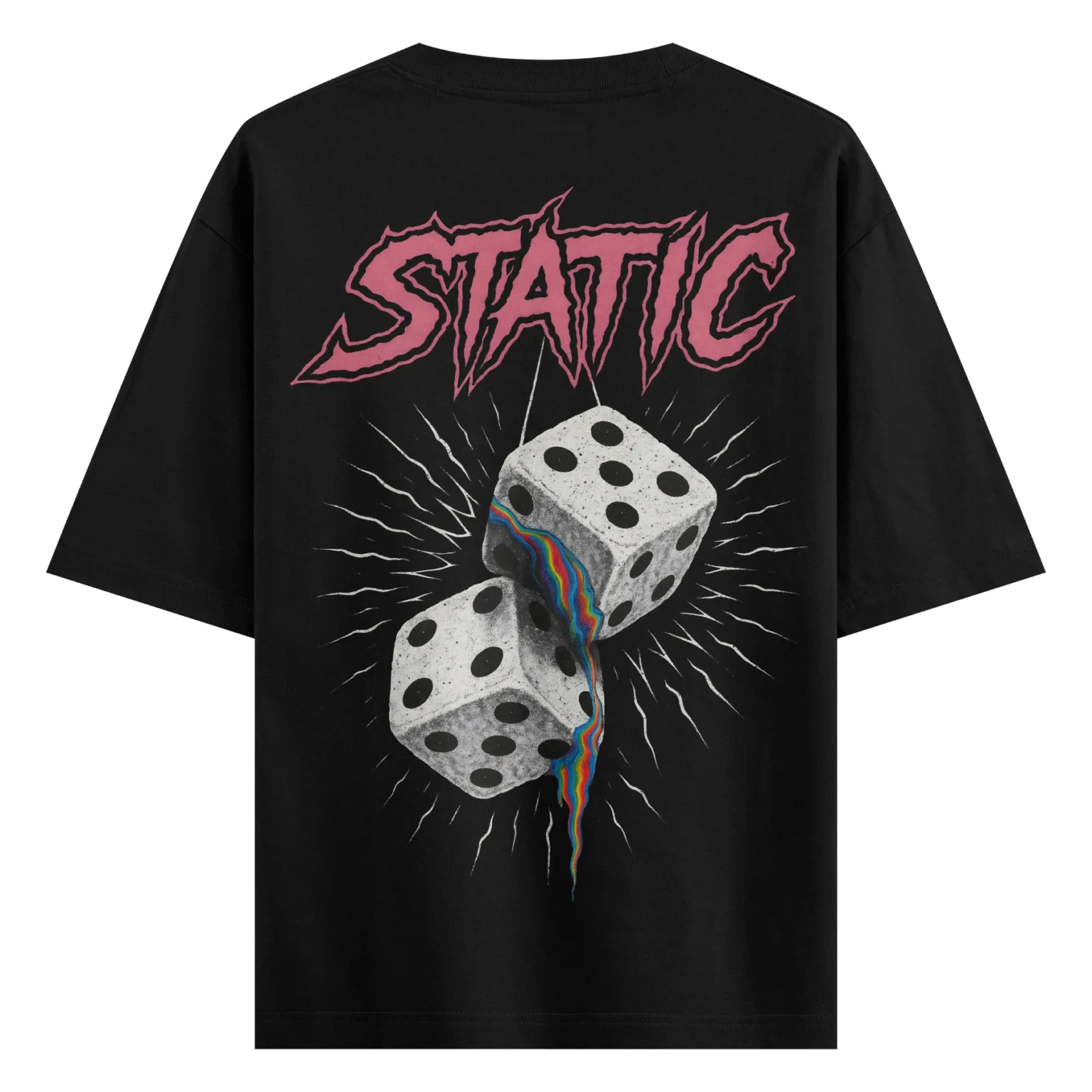 STATIC Dice Oversized Graphic T-Shirt – Retro Grunge Streetwear | AiryTrend
