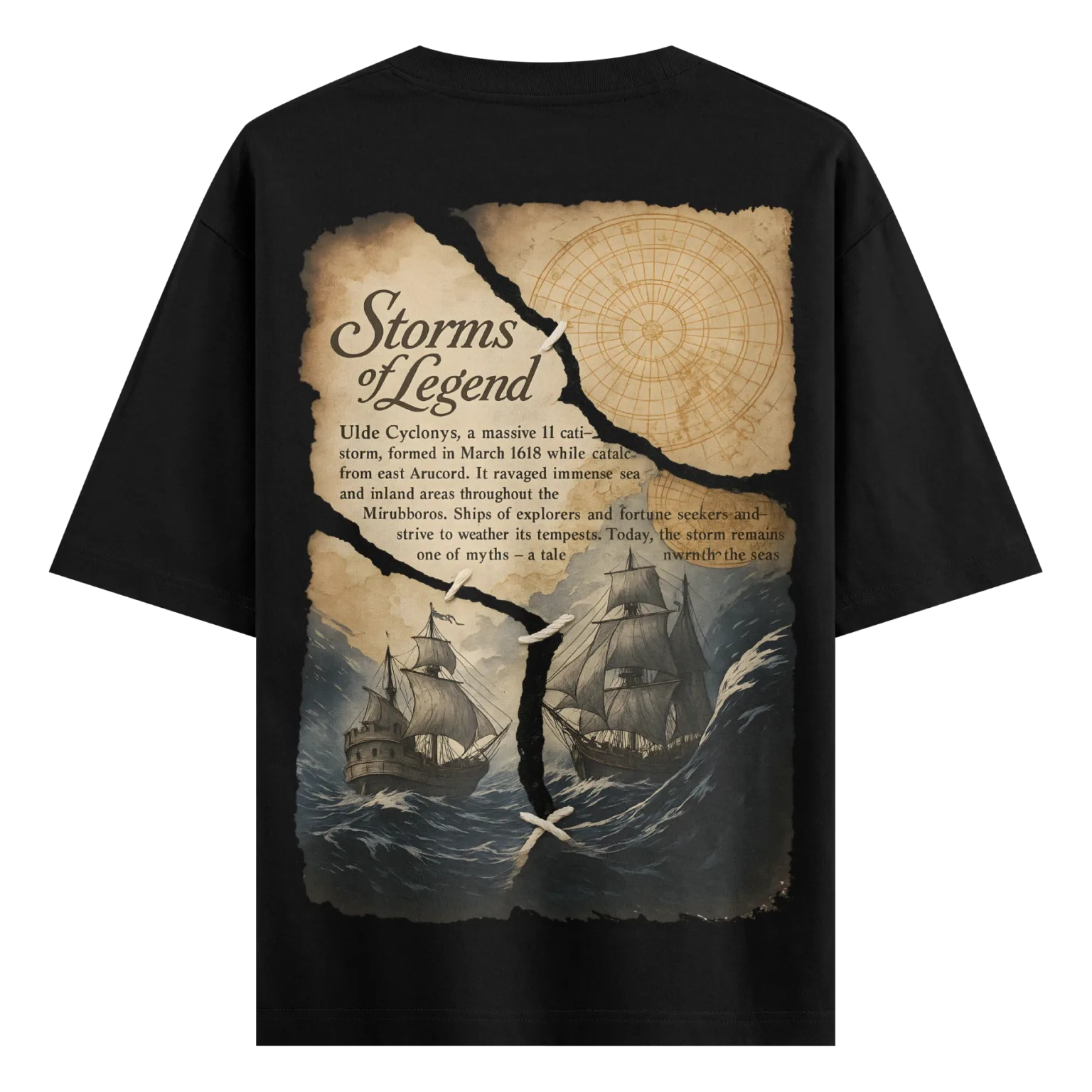 Storms of Legend Graphic T-Shirt – Vintage Maritime Explorer Tee
