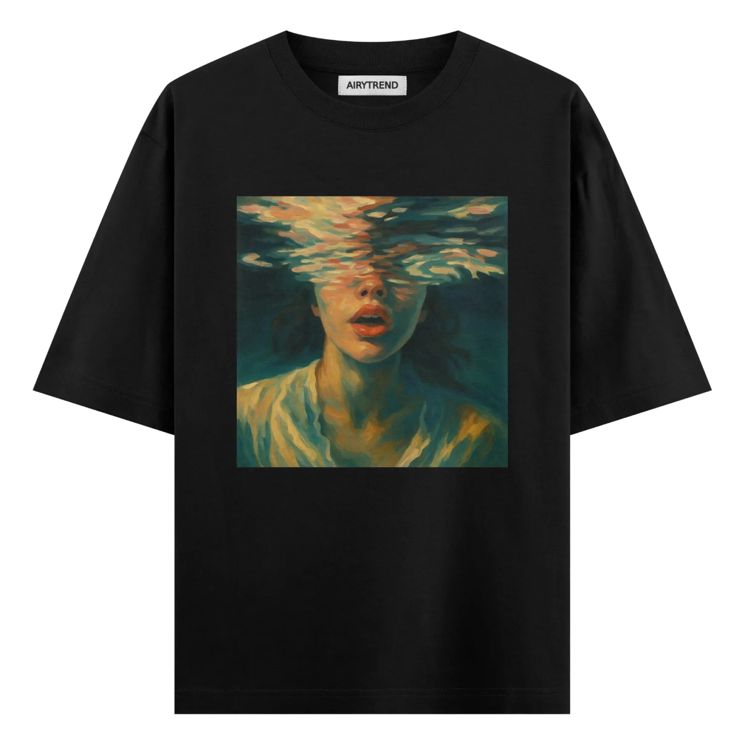 Surreal Drowning Art T-Shirt – Dreamy Underwater Portrait Tee