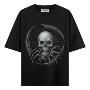 Gothic Skull & Spider Graphic T-Shirt – Dark Vintage Streetwear | AiryTrend