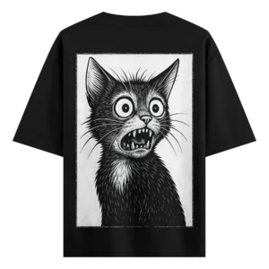 Bold Confused Cat Graphic T-Shirt – Streetwear Oversized Tee