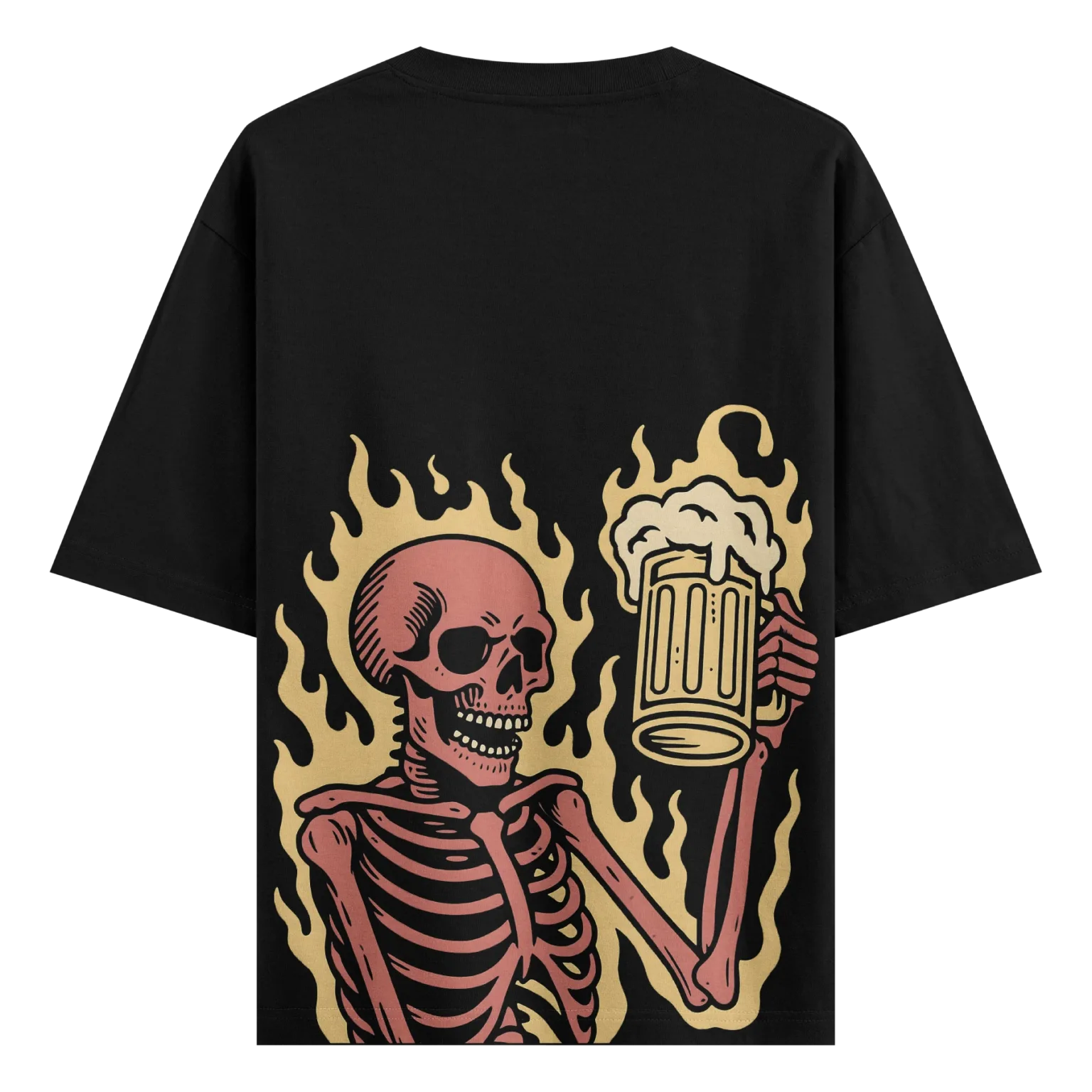 Flaming Skeleton Beer Tee – Chill Till Death T-Shirt