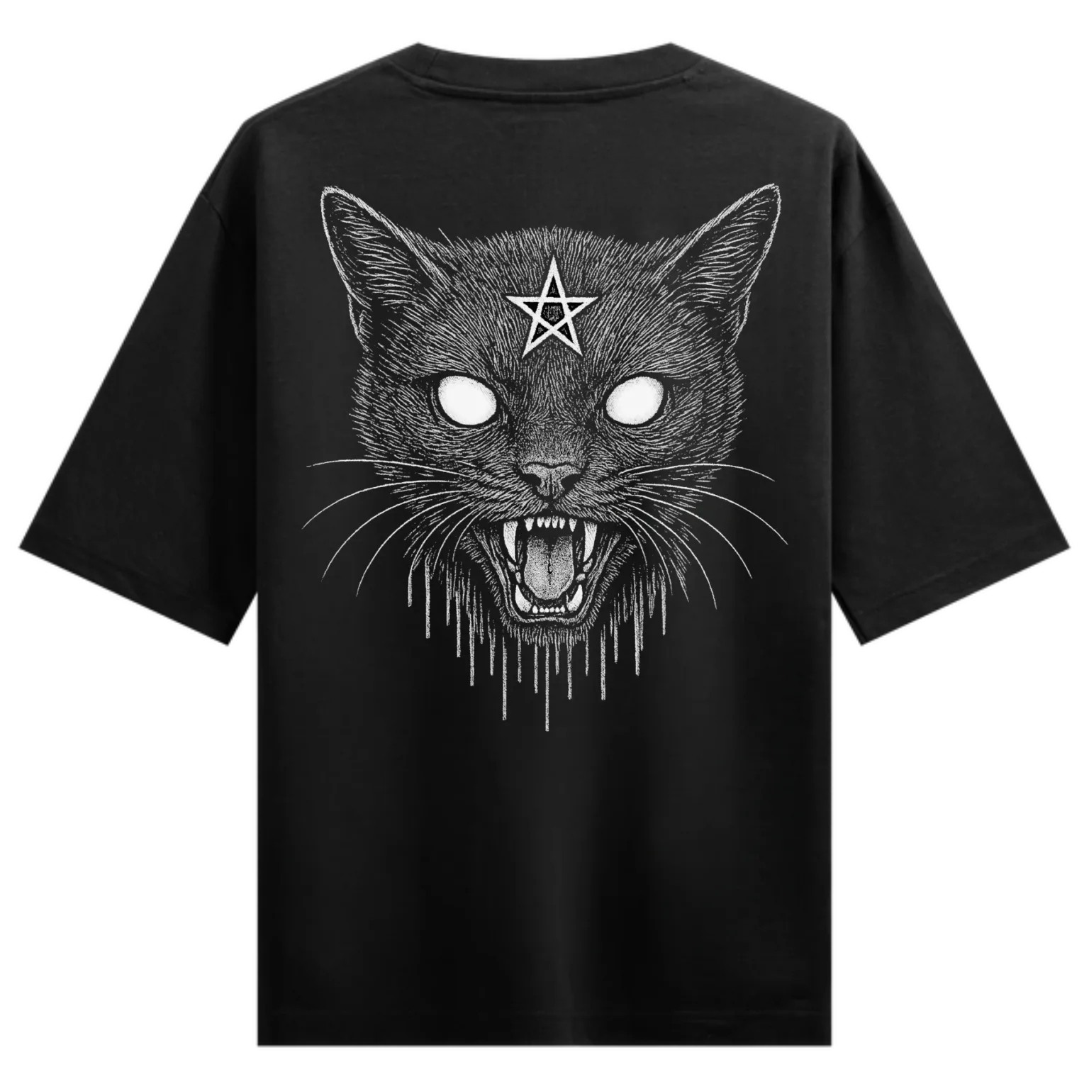 Occult Cat Scream T-Shirt – Dark Aesthetic Streetwear for Bold Souls