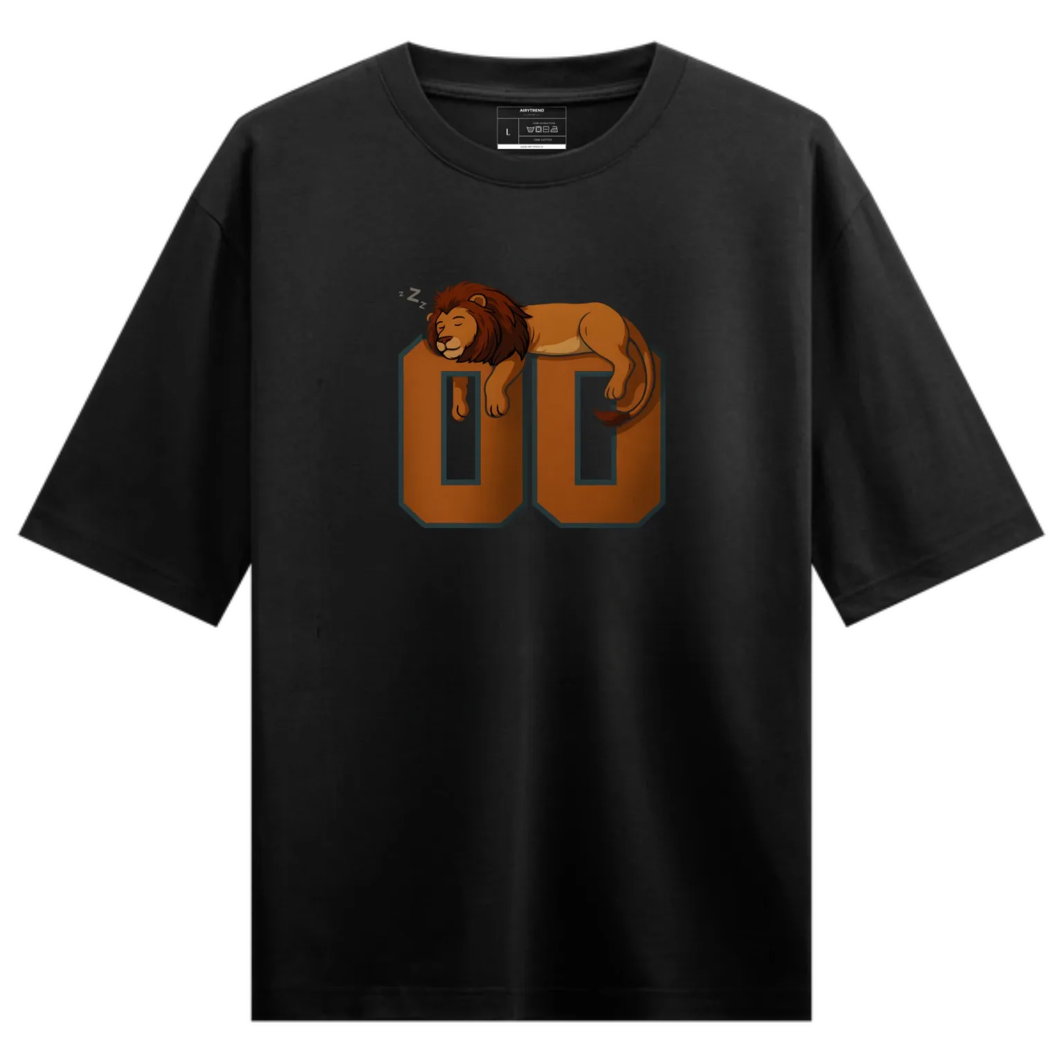 Lazy Leo "00" Graphic Black T-Shirt – Chill Vibes in Style