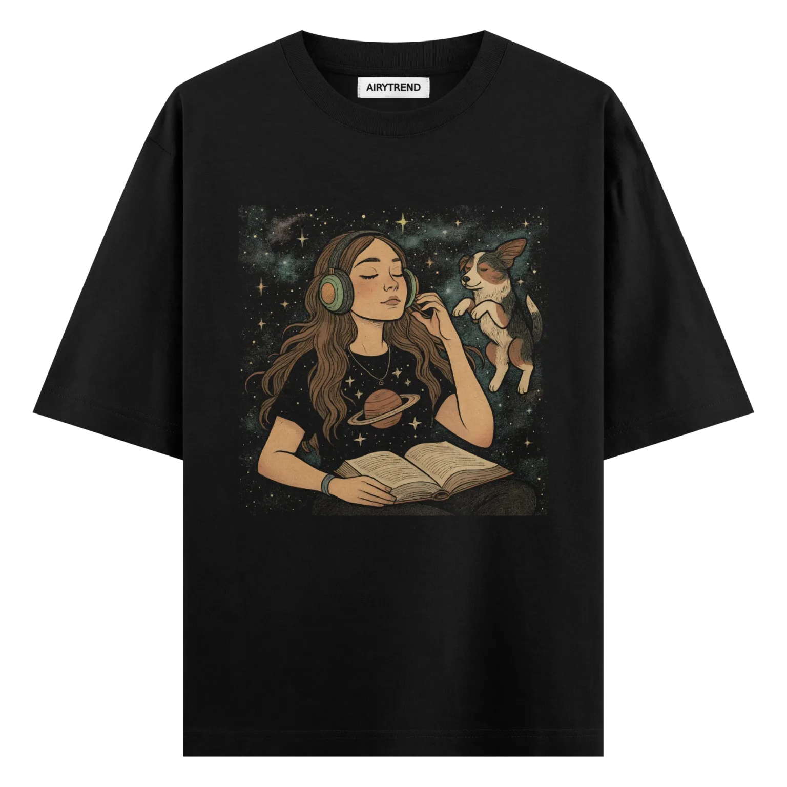 Peace in Space Oversized T-Shirt – Dreamy Cosmic Vibes by AiryTrend