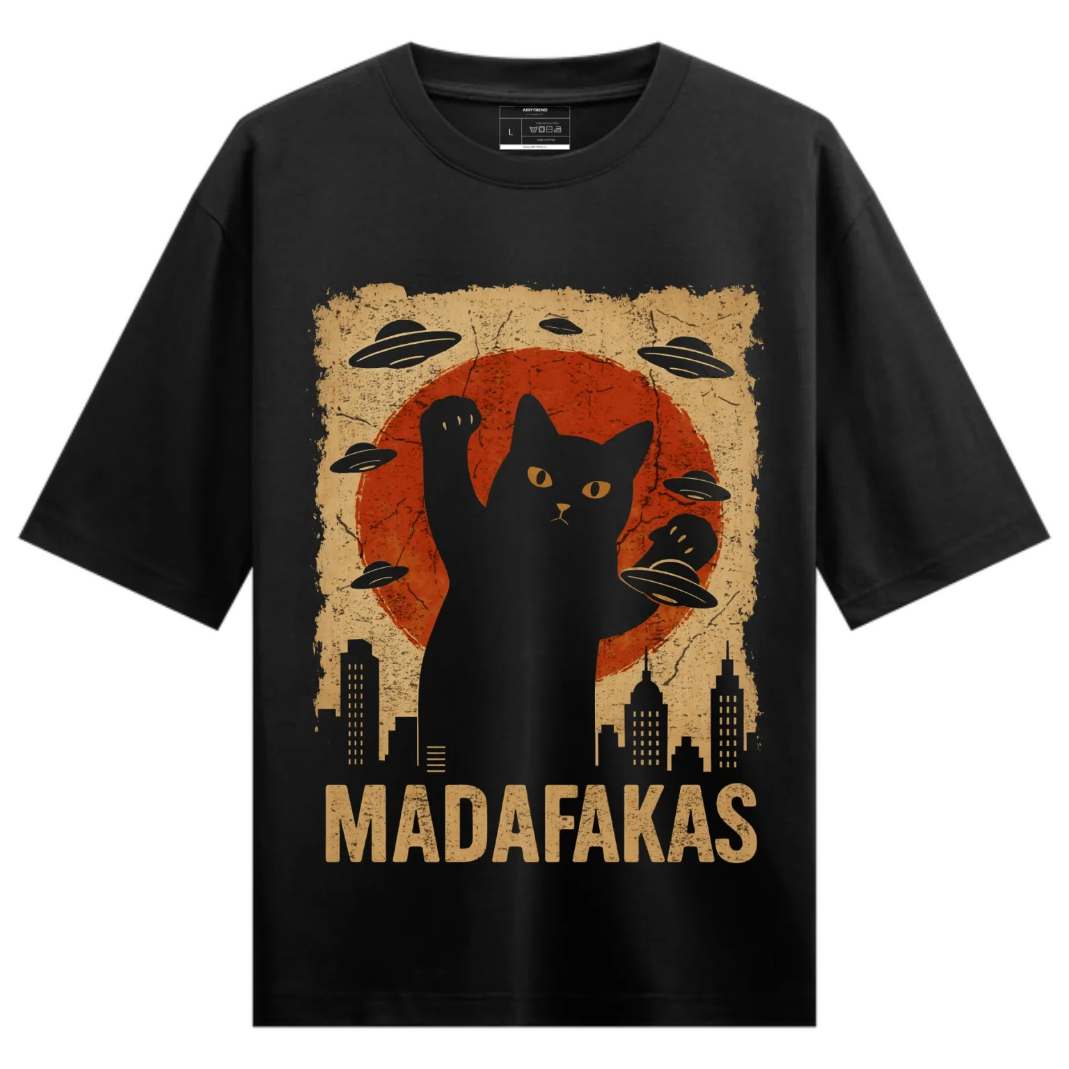 Funny UFO Cat Graphic T-Shirt – Bold Streetwear Statement