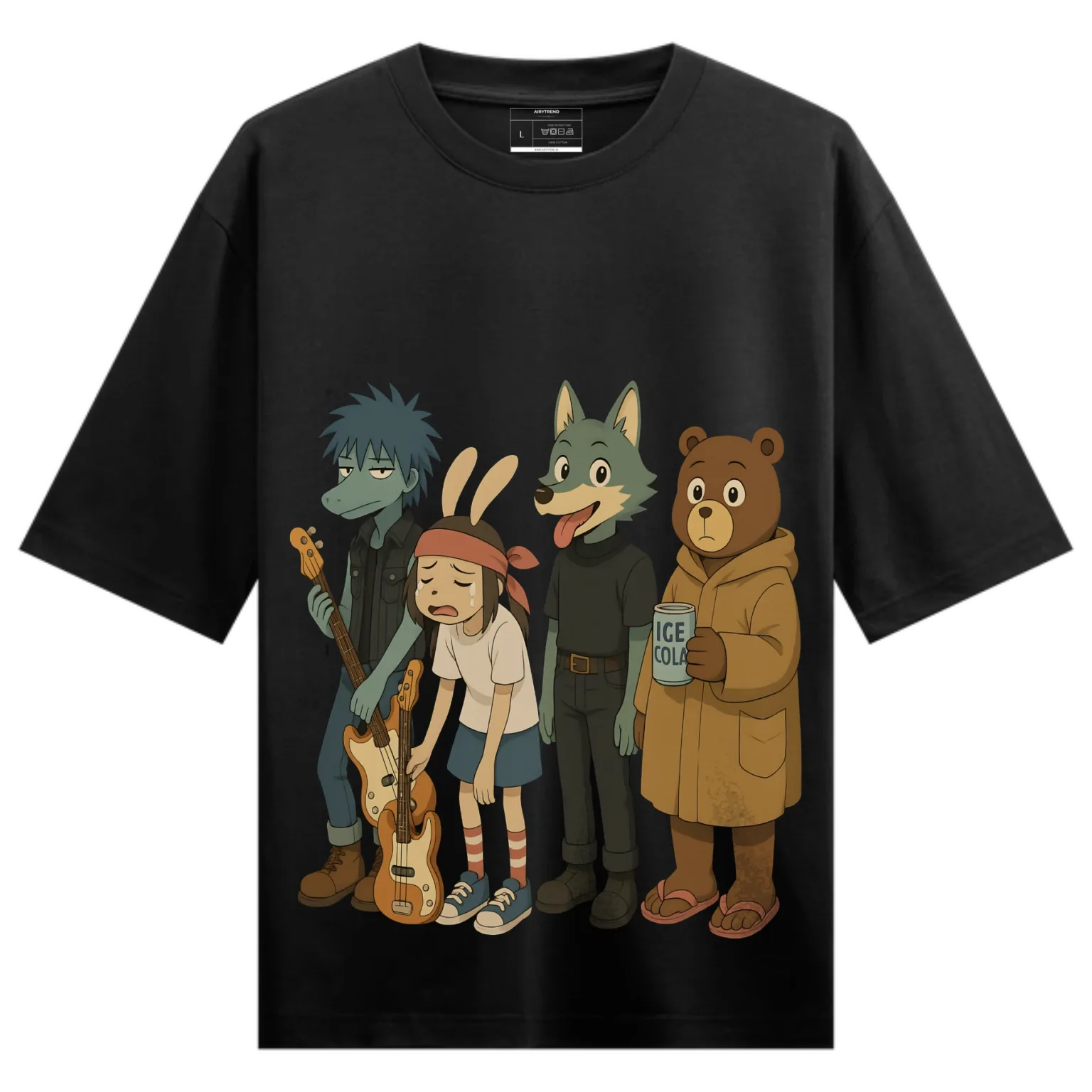 Cartoon Rockstar Squad Oversized T-Shirt – Streetwear Vibes